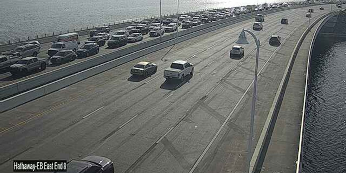 Two-vehicle crash causing major traffic delays on Hathaway Bridge, FHP says