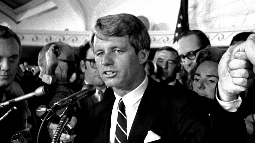 FILE -- Robert F. Kennedy shown speaking in Los Angeles in 1968. (AP Photo/Dick Strobel, File)