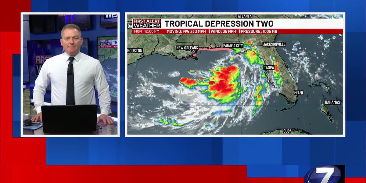 Tropical Depression Two showing better signs of organization yet struggles to strengthen
