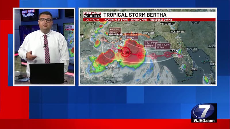 7:00PM Tuesday evening Tropical Storm Bertha Update and what limited it from being stronger