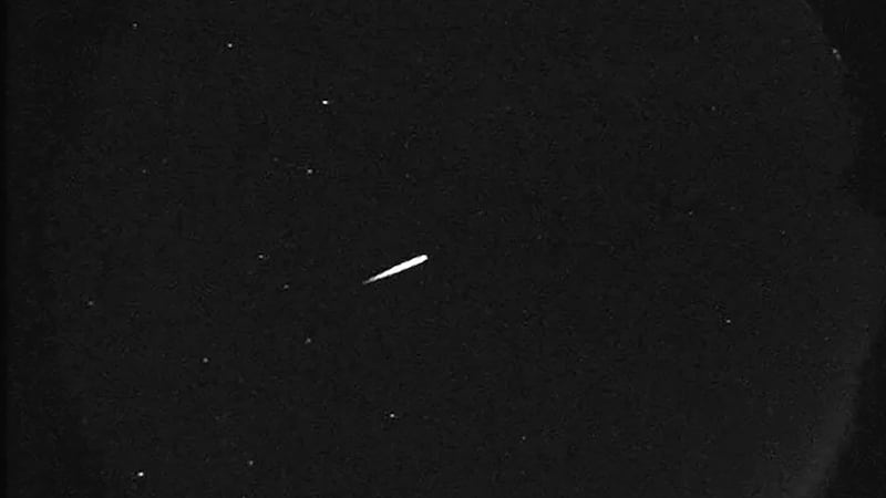 FILE - This photo provided by NASA shows a meteor from the Orionid shower on Oct. 13, 2015....
