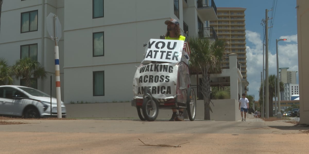 “A walking testimony”: Man is walking across America raising awareness on mental health
