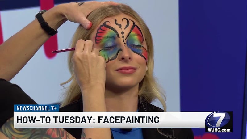 NewsChannel 7’s Mia Hernandez learns the basics of face painting with Amanda Stiffler of...